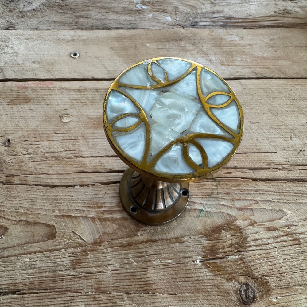 European Style Brass Wall Hook with Mother of Pearl Inlay